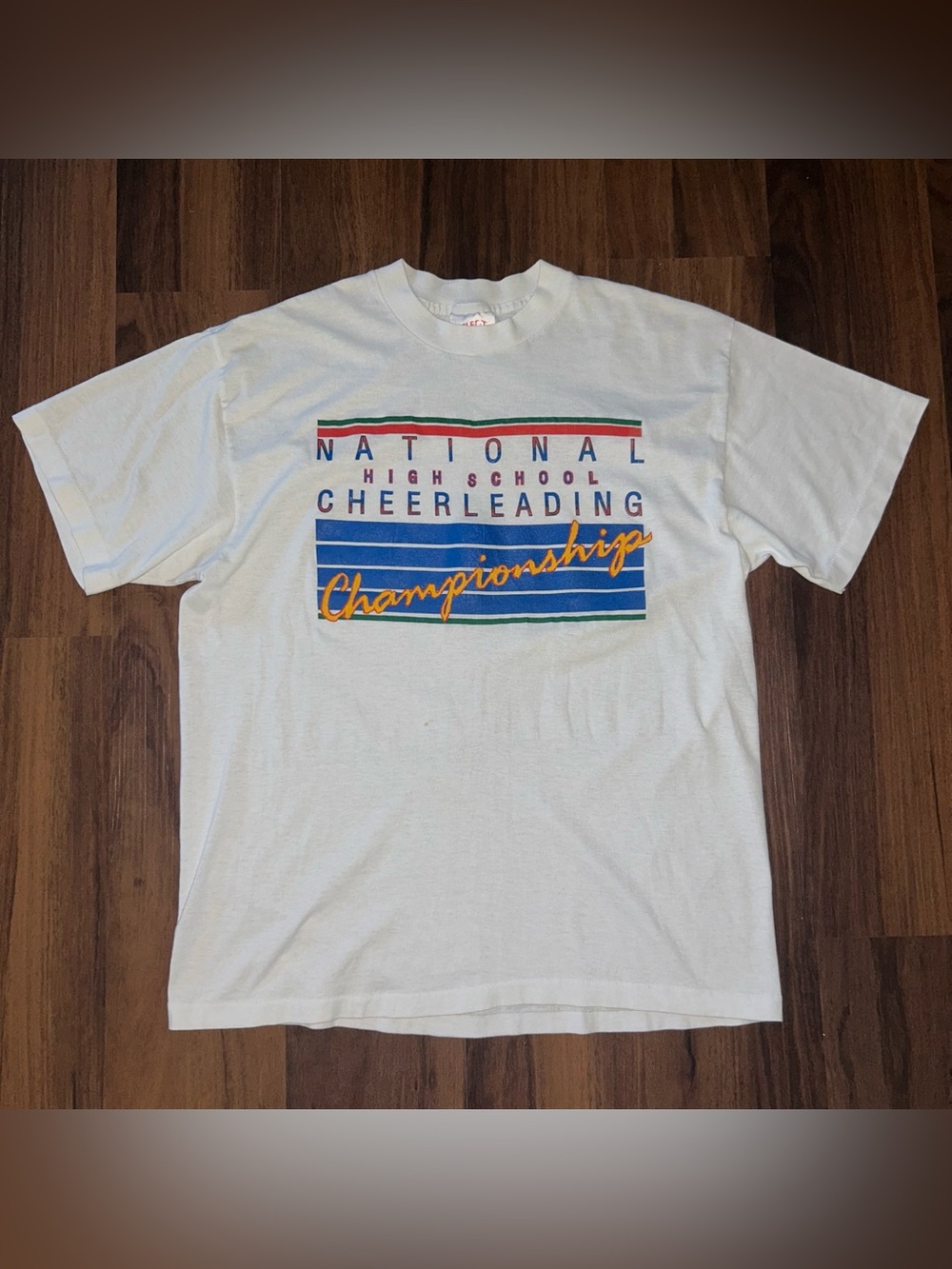 Vintage NATIONAL HS Cheerleading CHAMPIONSHIP T-Shirt XL 50/50 Selec-t Tee USA